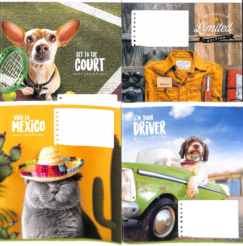 Cuaderno de líneas 18 hojas / diferentes motivos en la cubierta /