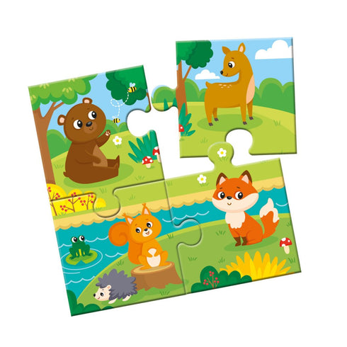 Reusable water coloring puzzle. Forest animals