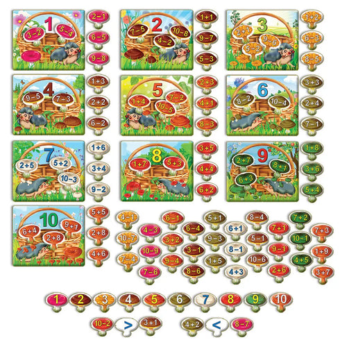 Juego Aprendemos a contar. Reúne los hongos