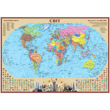 Mapa político mundial 60x40 cm Escala 1:54 000 000 papel laminado (edición ucraniana)