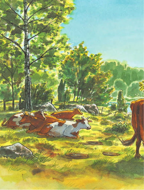 Mama Mu en el tobogán infantil