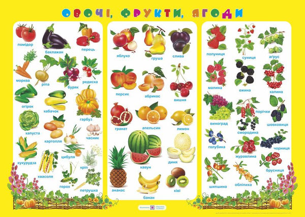 Poster. Vegetables, fruits, berries