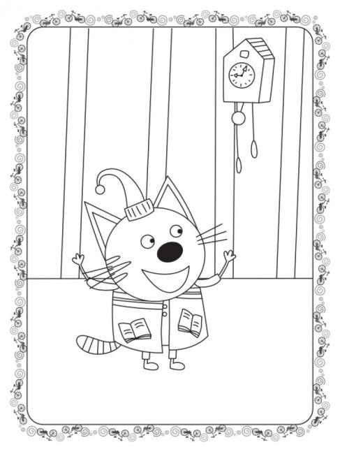 Три коти. Кольоровий штрих. Велосипед